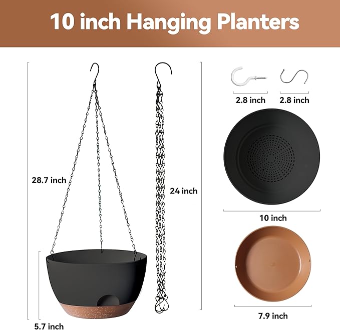 Hanging Planter for Indoor Plants, 10 Inch Self-Watering Hanging Planters - Image 2