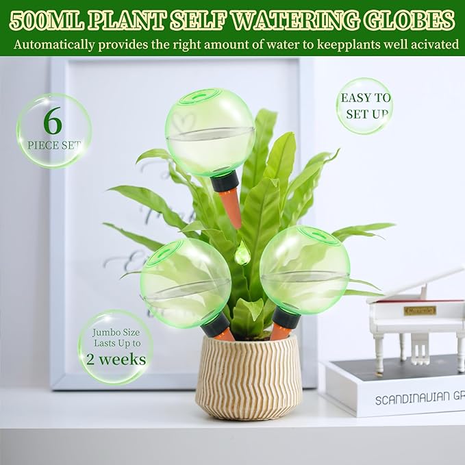 6pcs Large Plant Self Watering Globes, 17.5 oz Plastic Water Bulbs Top Fill - Image 3