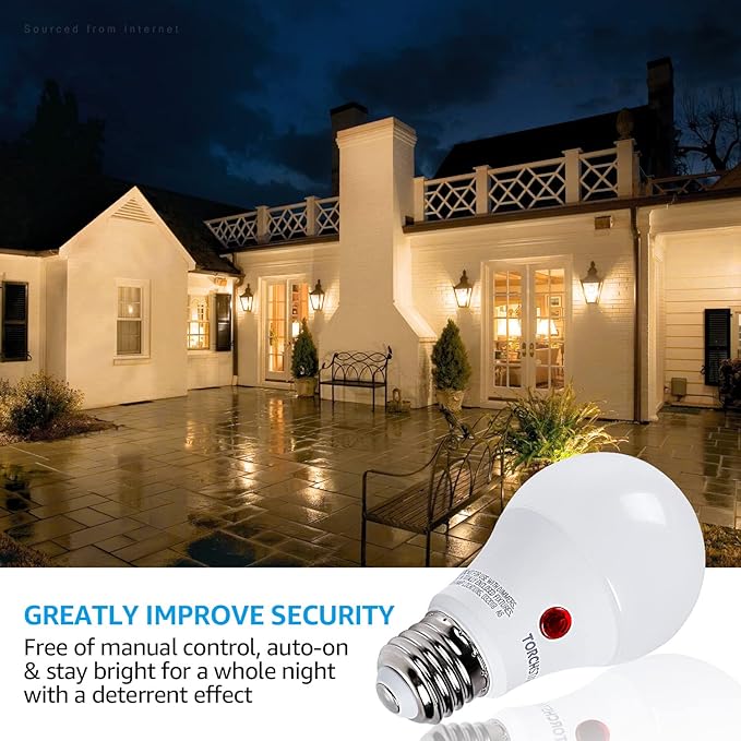 TORCHSTAR Dusk to Dawn Light Bulbs Outdoor, Sensor A19 LED Light Bulb, Auto - Image 4