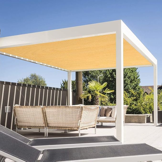 Eden's Decor Straight Flat-Edged Sun Shade Sail Rectangular 14' x 17' Wheat - Image 5