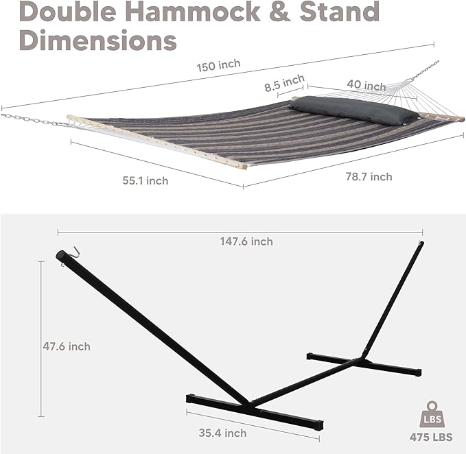 SUNCREAT Hammock with Stand 2 Person Heavy Duty, Freestanding Hammock with - Image 6