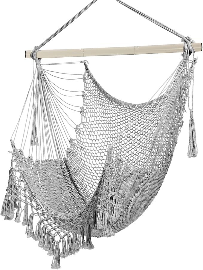 Hammock Chair，Max 330lbs, Large Hanging Chair, Soft Cotton Rope Swing Chair by YAERSI