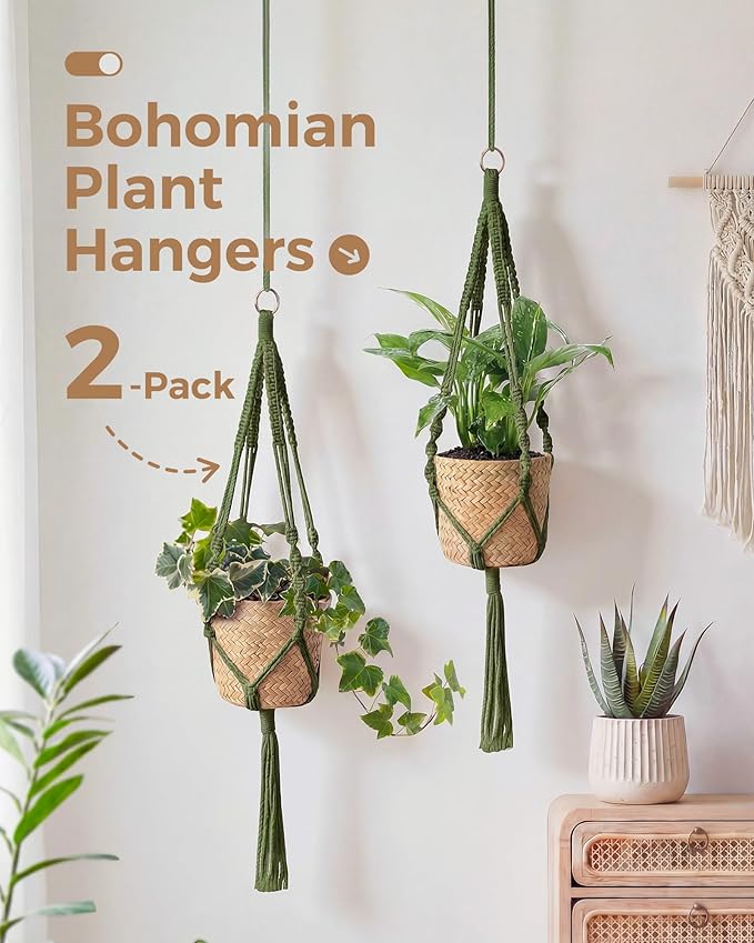 Bamworld Macrame Plant Hanger Indoor Hanging Planter - Image 4
