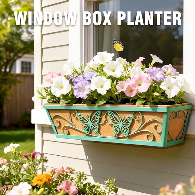 2 Pack 24 Inch Window Boxes Planter Railing Planters Box - Image 4