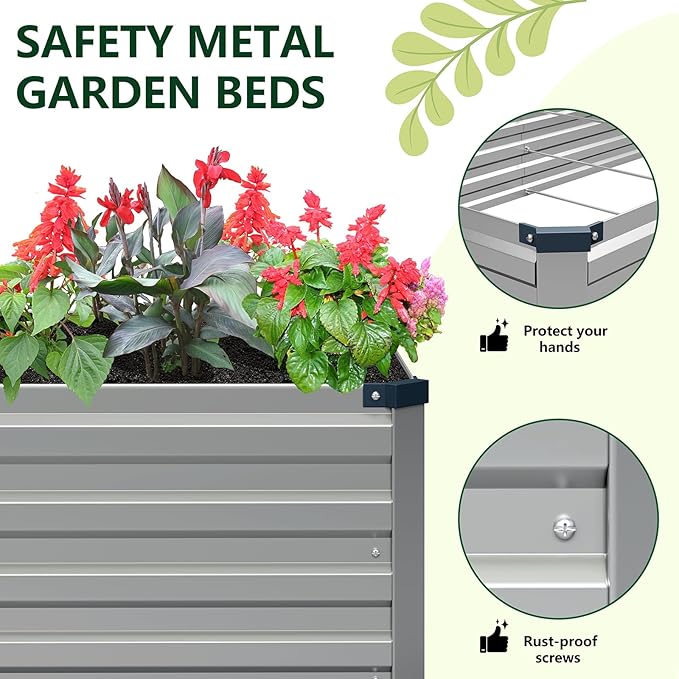 Vengarus 8x2x1FT Galvanized Raised Garden Bed-Outdoor Planter Box - Image 4