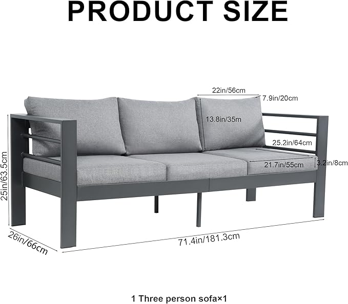 3-Seater All-Weather Iron Patio Sofa - Image 3