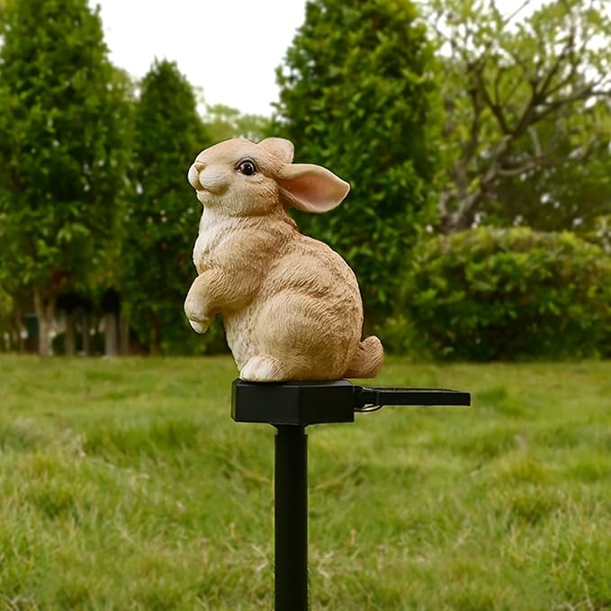 Bunny Garden Ornaments Rabbit Solar Decor Outdoor Statue Lawn Yard Decorations - Image 5