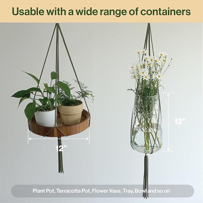 Macrame Plant Hanger Polyester Rope 42 Inch Outdoor Indoor Adjustable Hanging - Image 9