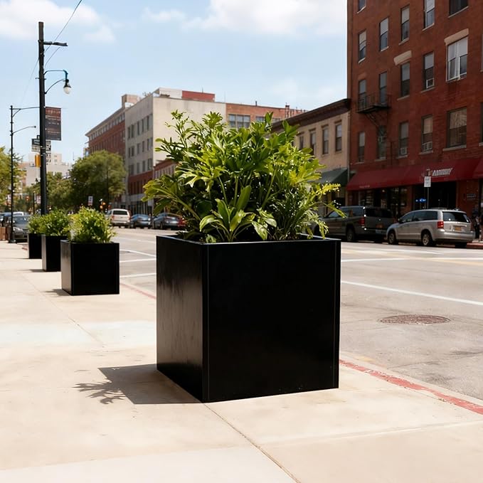Galvanized Steel Planter Box Black Metal Planter Large Square 32Inch Indoor - Image 5