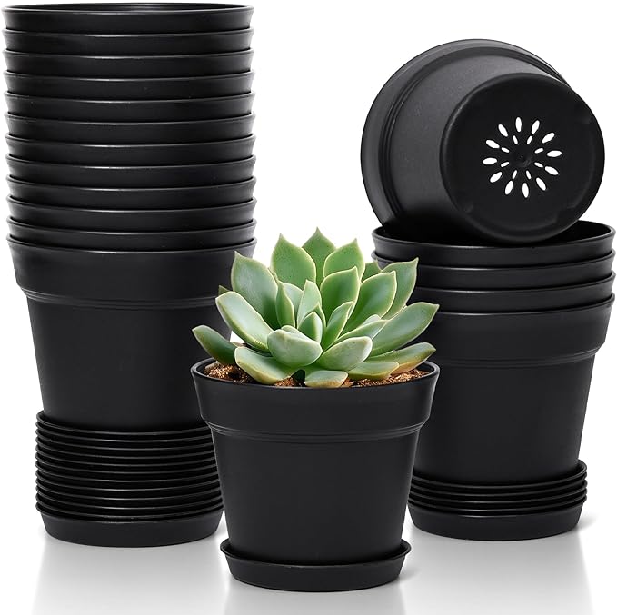 T4U 4 Inch Plant Pots 18-Pack, Small Flower Pots by T4U