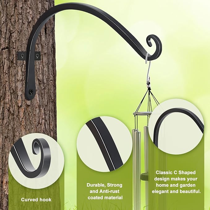 FEED GARDEN 2 Pack 12 Inch Hanging Plant Bracket Wall Hooks Decorative Plant - Image 3