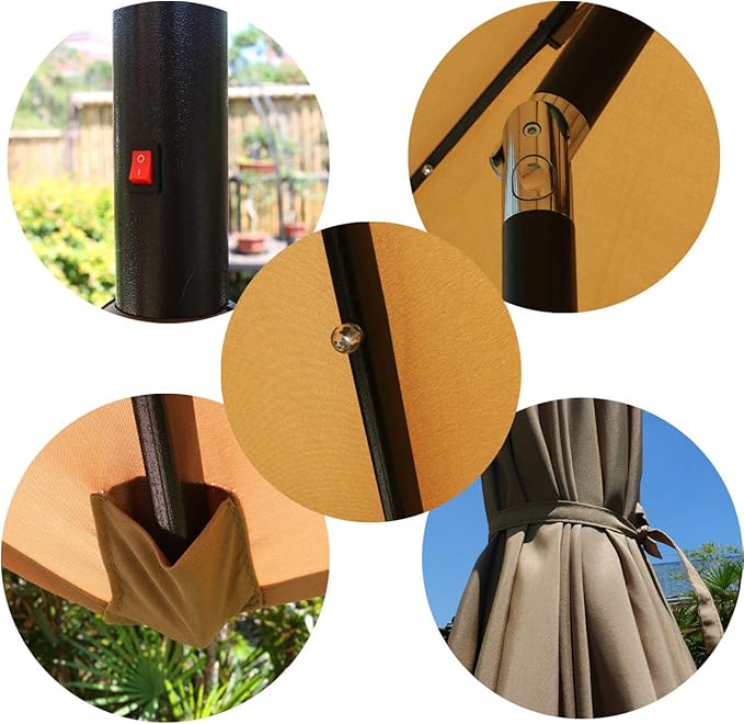 Sunnyglade 9' Solar LED Lighted Patio Umbrella - Image 6