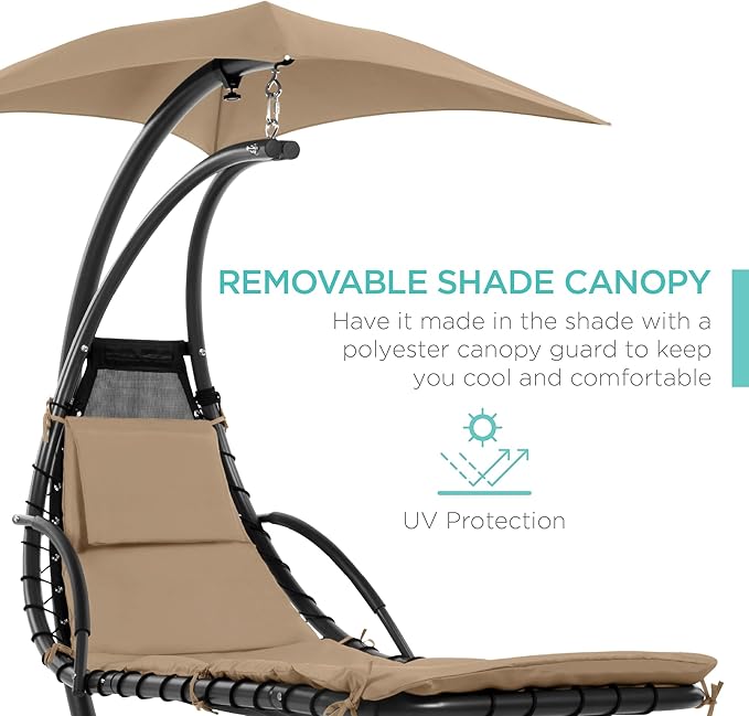Best Choice Products Outdoor Hanging Curved Steel Chaise Lounge Chair Swing - Image 4