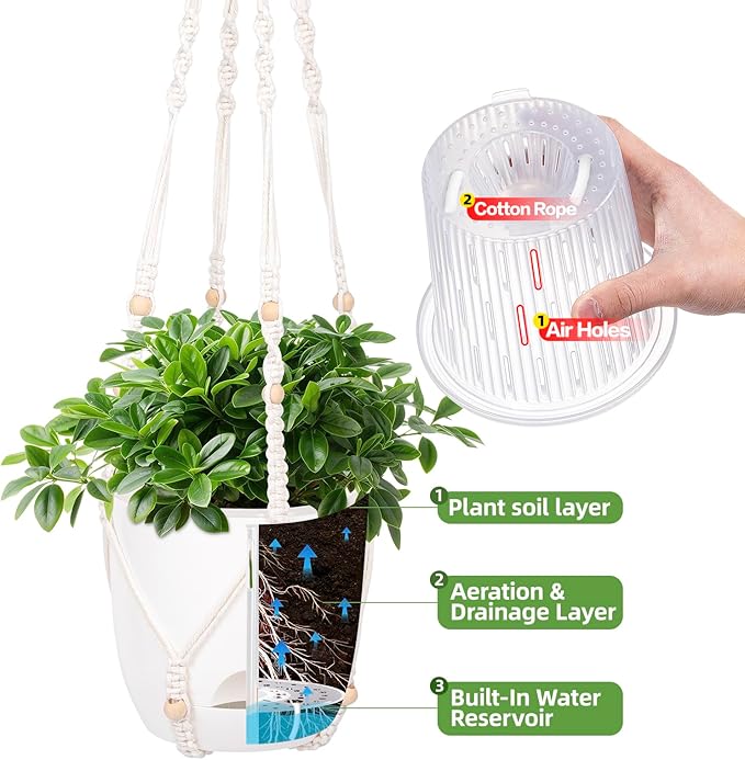 2-Pack 5.7-Inch Self-Watering Hanging Planters - Image 4