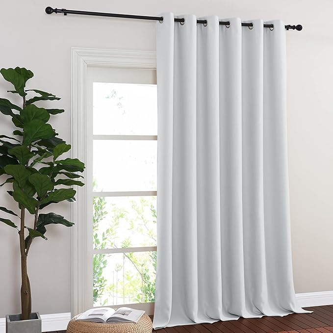 NICETOWN Greyish White Sliding Door Curtain 118 inch Length, Grommet Room - Image 2