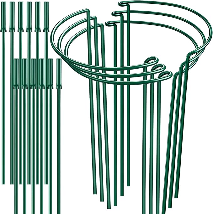 6 Pack 32 or 16 inch Adjustable Plant Support Stakes, Heavy-Duty Half Round by HiGift