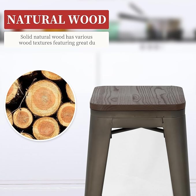 FDW Metal Bar Stools Set of 4 Counter Height Bar Stools 24 Inches Industrial - Image 4