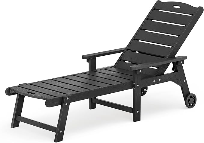 LUE BONA Outdoor Chaise Lounge, HDPS Chaise Lounger, 5 Positions Adjustable - Image 3