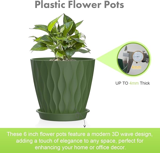 6 inch Plant Pots, Plastic Planters - Image 3