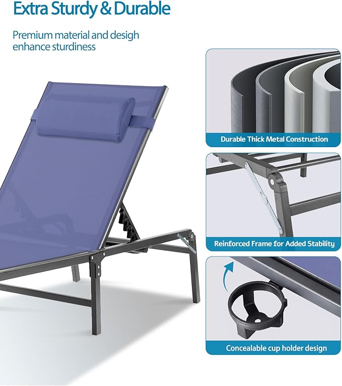 Foldable Chaise Lounge Chair - Image 6