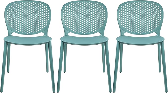 2xhome Set of 3 Patio Dining Chairs | Modern Stackable Outdoor Pool Side Chair by 2xhome