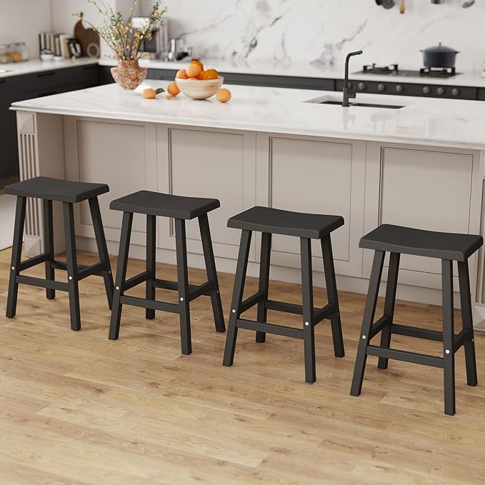 Bar Stools Set of 4, Waterproof UV-Resistant, Durable Resin Kitchen Island - Image 2