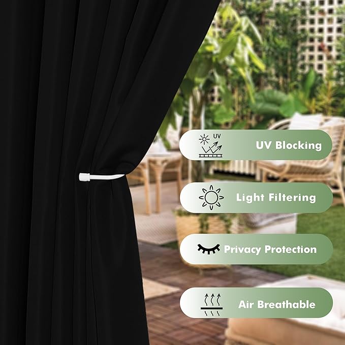 HolidayIdeas Outdoor Curtains for Patio Waterproof, 6 Panels - Image 3