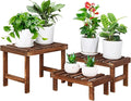 3 Tiered Small Plant Stands Shelf Indoor Outdoor, Wood Flower Pot Stand Holders by COOGOU
