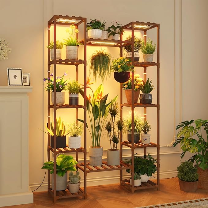 Plant Stand Indoor with Grow Lights by Gentingbro