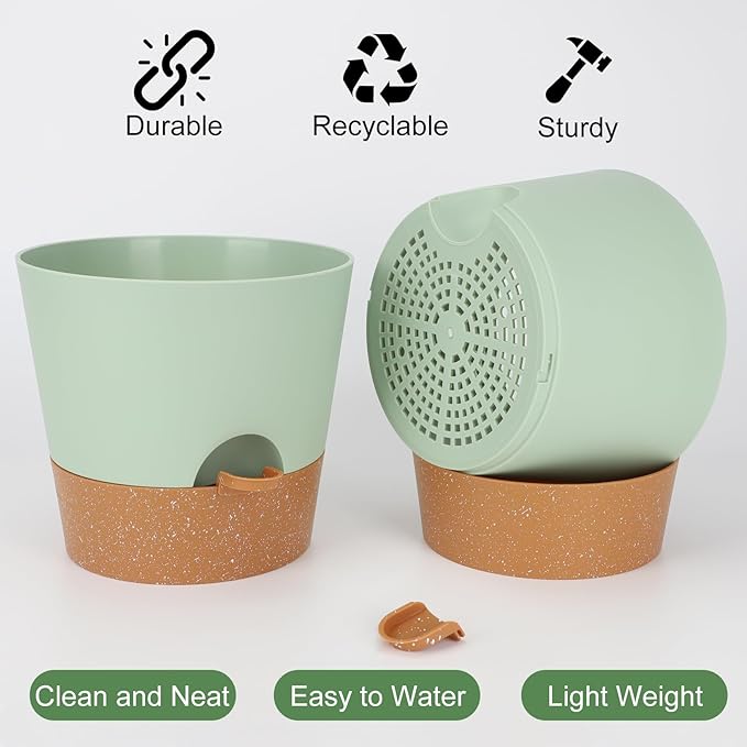 10-Inch Plant Pots, Self-Watering Planters - Image 3