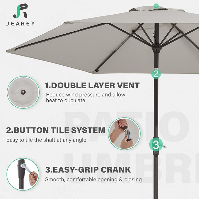 JEAREY 7.5FT Patio Umbrella Market Table Umbrella - Image 3
