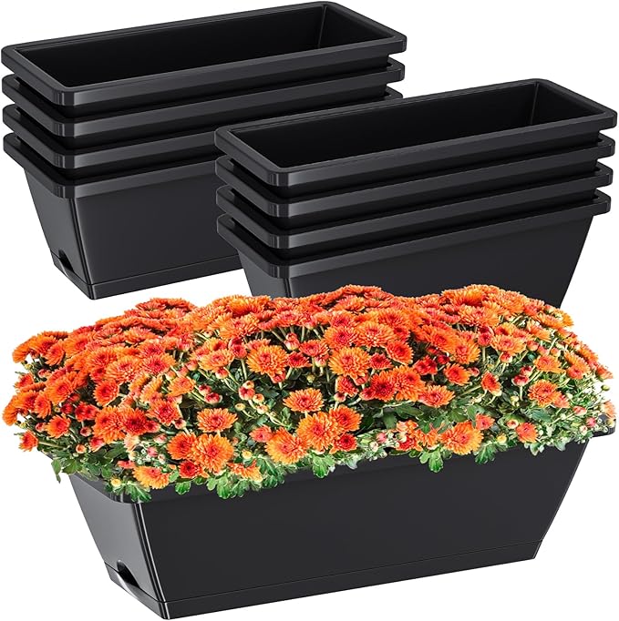 Planter Boxes for Domestic Gardening 8 Pcs, 17 Inch Long Window Sill Planter by Tectsia