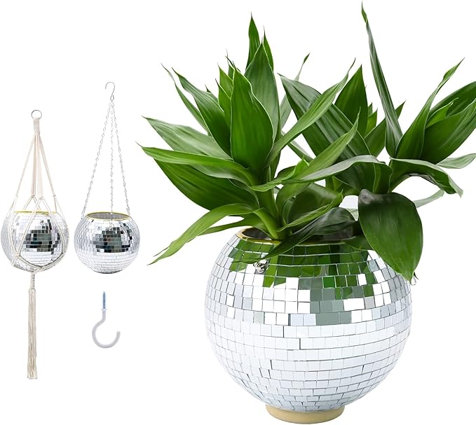 Disco Ball Planter, Disco Ball Plant Hanger by FGBNM