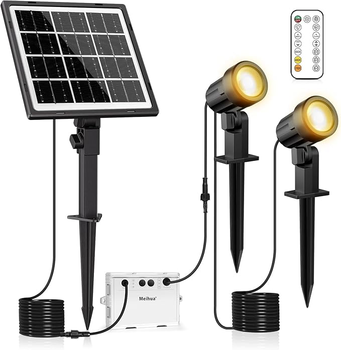 MEIHUA Solar Spotlights Outdoor 2 in 1, Solar Powered Landscape Spotlights by MEIHUA