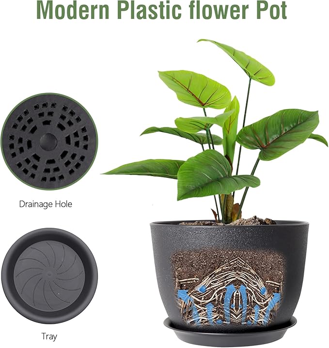 12 inch Large Plant Pots, Plastic Planters - Image 4