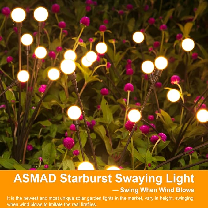 ASMAD Solar Lights Outdoor, Solar Garden Lights, Outdoor Decorations, Firefly - Image 7