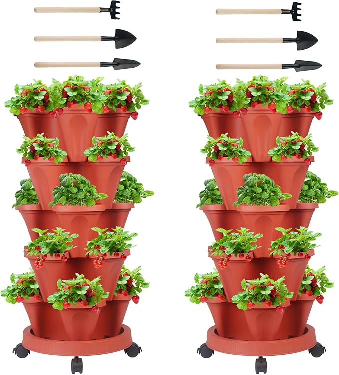 DUNCHATY 5 Tier Plant Pot, Vertical Garden Planter, Strawberry Planter by DUNCHATY
