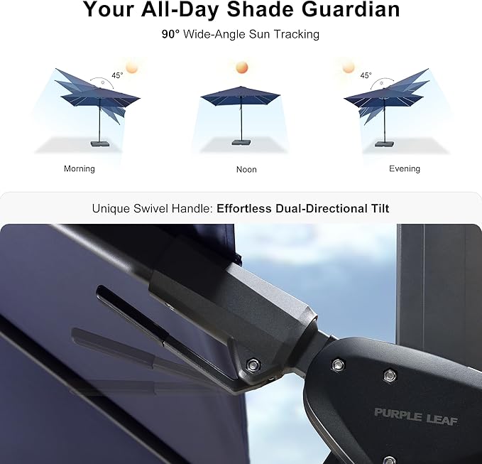 PURPLE LEAF 9' X 12' Right-left Tilt Patio Umbrella - Image 3