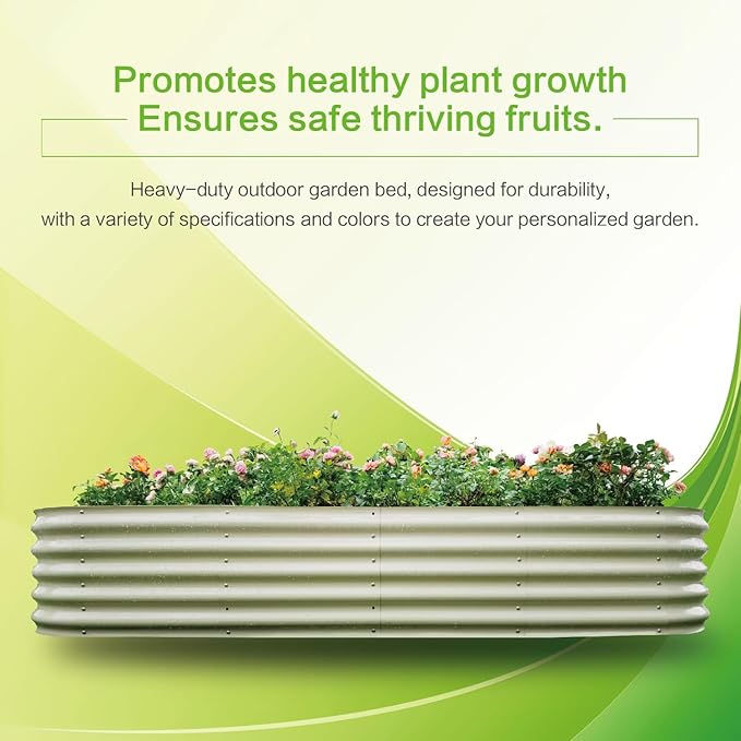 Gardmax Galvanized Raised Garden Bed, Lightweight Planter Boxes Outdoor - Image 6