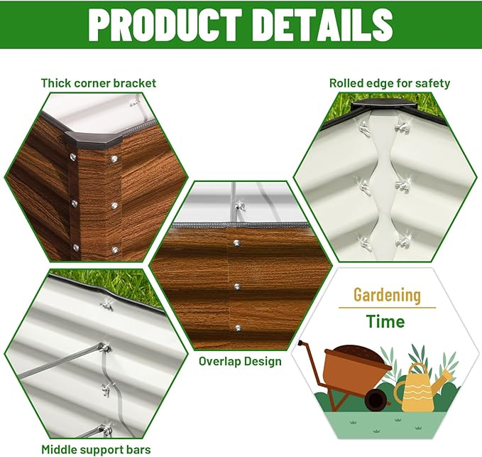 SnugNiture Galvanized Raised Garden Bed 6x3x1FT Outdoor Large Metal Planter Box - Image 3