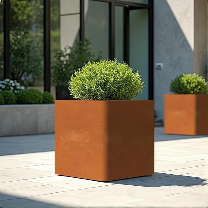 Corten Steel Planter Box 20" L x 20" W x 20" H, Large Metal Square Planter - Image 7