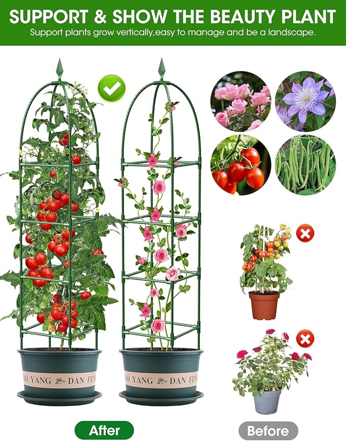Garden Obelisk Trellis for Climbing Plants, 6FT Garden Obelisk Rustproof PE - Image 6