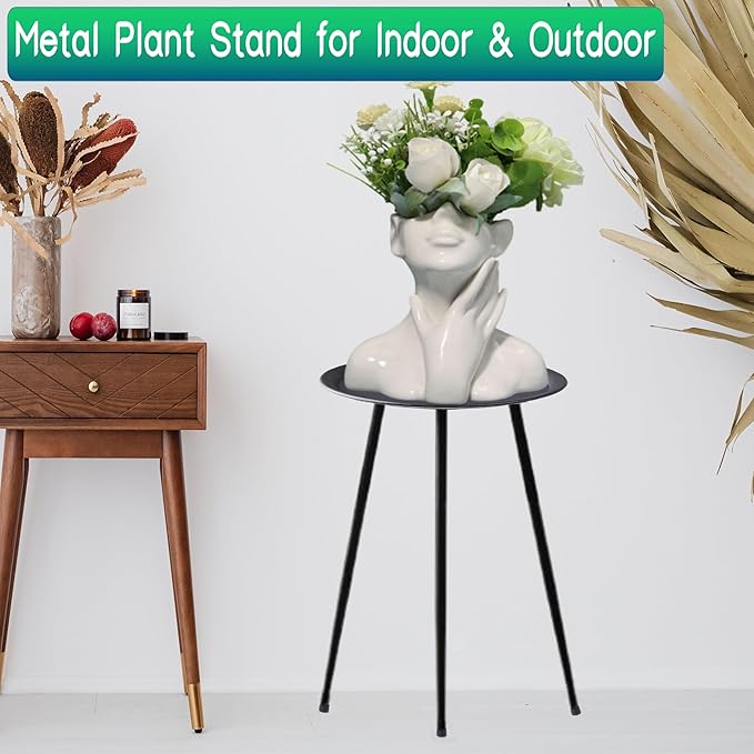 Plant Stand, Rust-proof Small Patio Table Round Metal Side Table - Image 2