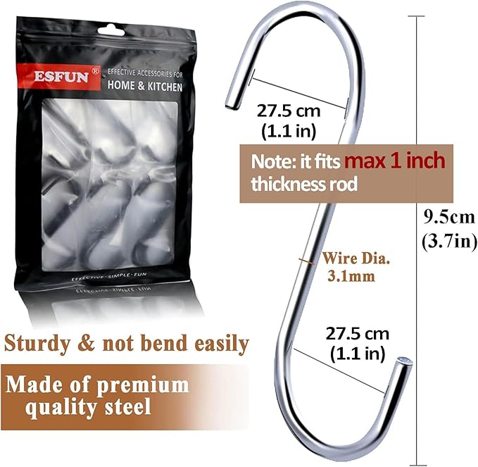30 Pack 3.7 inch Metal S Hooks Steel S Hooks Plants Hanging Hangers - Image 2
