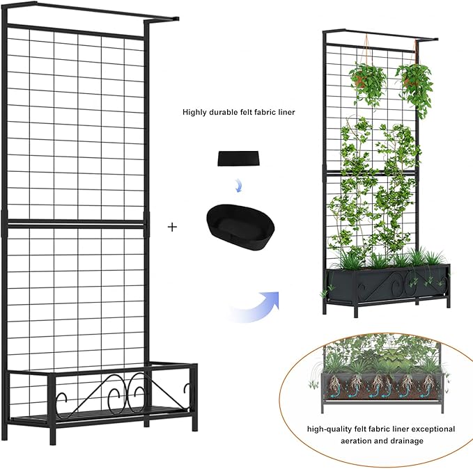 Zhongma Metal Planter with Trellis Raised Bed with Trellis - Image 3