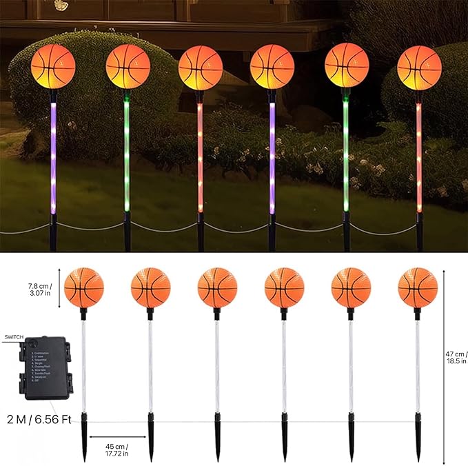 Battery Powered Garden Sports Ball Theme Party Stake Lights Basketball LED - Image 2