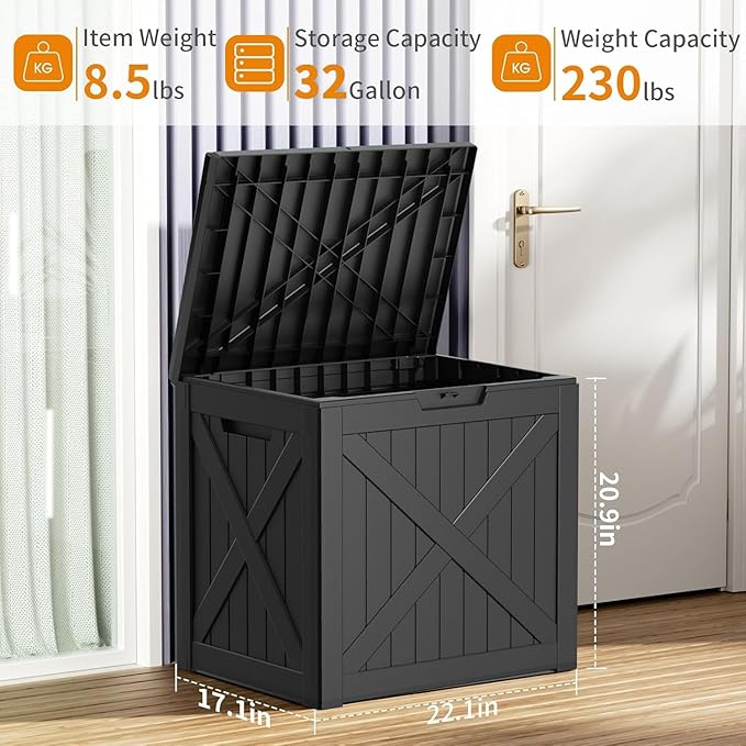 DRATO 32 Gallon Deck Box X pattern, Outdoor Storage Box - Image 4
