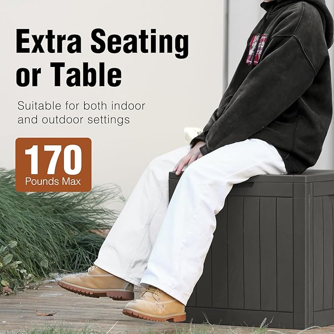 Sweetcrispy Deck Box with 31 Gallon Capacity, Weatherproof Resin Lockable - Image 3
