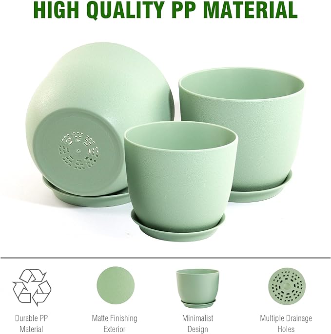 Medium Plant Pots 10/9/8 inch, Flower Pots - Image 4