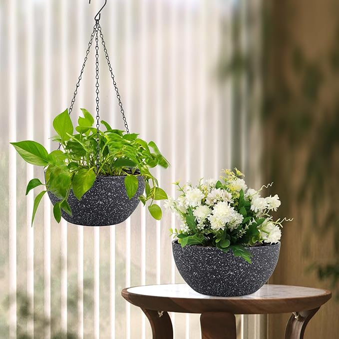 12 inch Large Hanging Planters for Indoor Outdoor Plants, 2 Pack Hanging Flower - Image 7